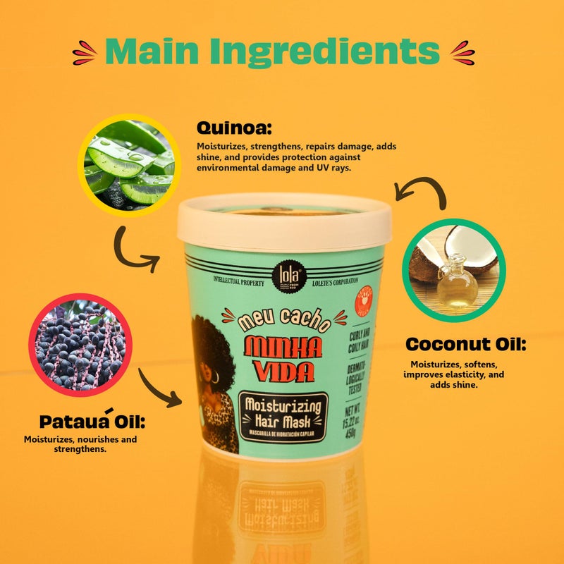 Lola From Rio - Meu Cacho Minha Vida - Moisturizing Hair Mask for Dry, Damaged Curly Hair, Restores, Repairs Hydrates, Moisturizes, Deep Conditioning Treatment 15.87 Fl Oz - Image 5